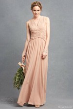 Donna Morgan Paloma Sleeveless Ruched Dress  Sz 8  Nude   $240  *84 