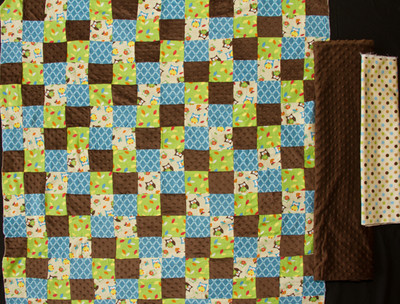 Bright Owl Patchwork Flannel Quilt Top Fabric & Flannel Dot & Minky Fabric