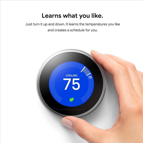 Google Nest T3007ES Wi-Fi Learning Thermostat - Stainless Steel - Picture 5 of 11
