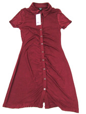 Wild Fable Women's Size XS Berry Red Short-Sleeve Collared Button-Up Dress