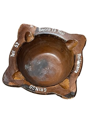 Vintage Terracotta Ashtray Restaurant Bayona La Real 3.5  Square