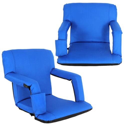 Stadium Seat Gym Portable 2 Pieces Blue Reclining Seat 5 Adjustable Positions - Picture 1 of 11