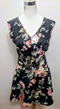 NEW Size 24 3X Club L Dress Fit & Flare Belt Black Floral Formal/ Party ~$80