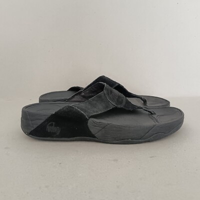 FITFLOP DAMEN ZEHENSTEGSANDALEN LEDER WILDLEDER SCHWARZ GRÖßE UK6 EU39 (KARTON C4) 