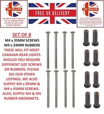 8 x Caravan/Motorhome M4 Rubber Grommet & Screw for Rear Light Cluster 35mm RG2