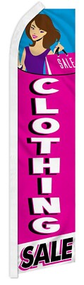 Clothing Sale Pink Advertising 2.5'x11.5' Super-Knit Poly Super Flag Banner