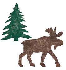 Moose & Green Pine Trees 25 New Wallies Rustic Country Cabin Decor Border Decals