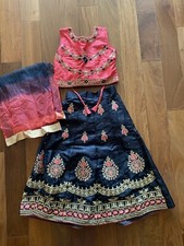 New Infant Baby Toddler Girls Indian Lengha Pink and Black Wedding Outfit 3T 4T