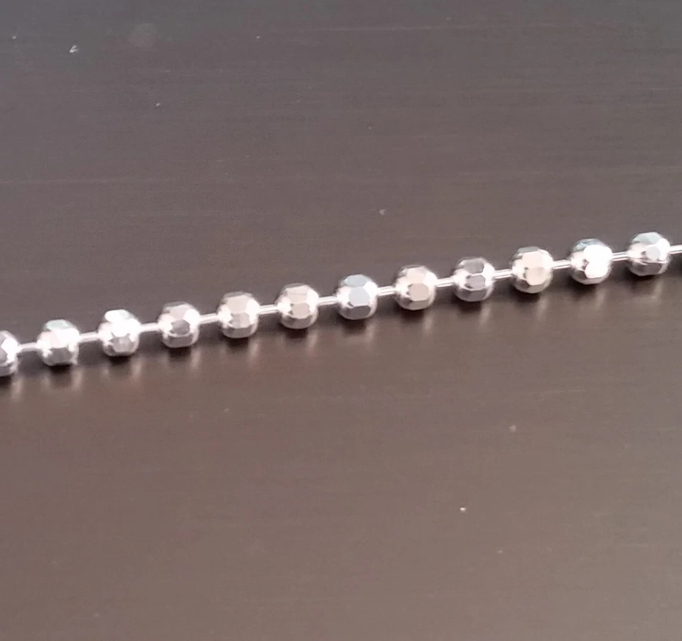 Corrente de contas corte diamante - 2,2 mm (colar, pulseira, tornozeleira) - Prata esterlina [TE] - Imagem 4 de 4