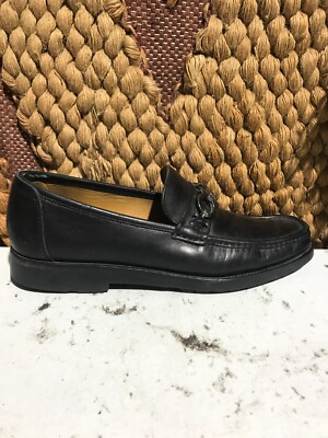Salvatore Ferragamo David/Gancini Bit Black Leather Slip-onLoafers US Size 10D
