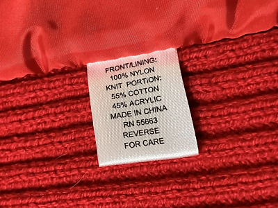 WOMENS FOR CYNTHIA RED NYLON QUILTED FRONT KNIT BACK SWEATER ZIP