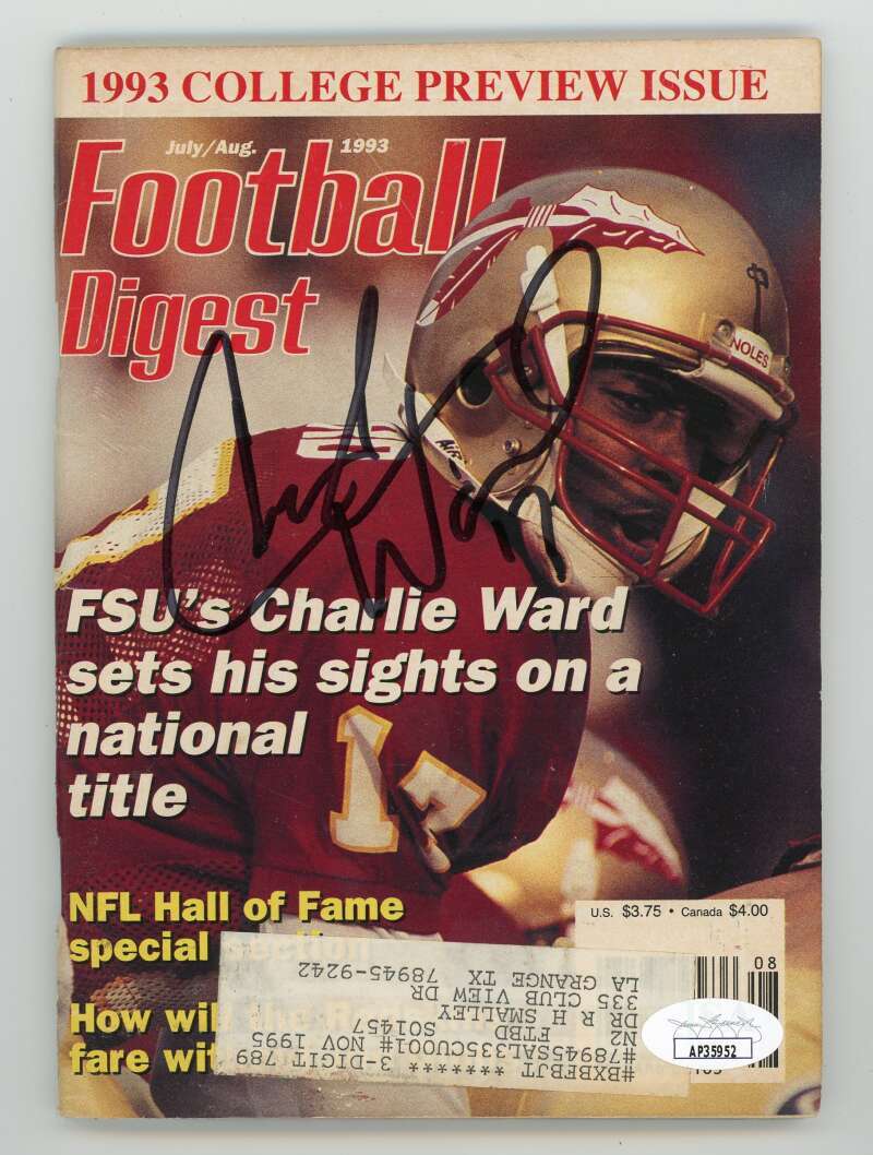 Charlie Ward Autographed Signed FSU Seminoles FSU 1993 Football Digest Book JSA Authentic 