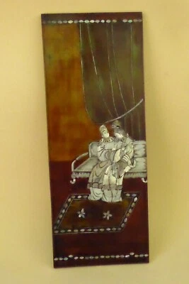 S9 -Lack Holz Relief Bild Intarsien China Japan Perlmutt Hochglanz - Bild 1 von 4