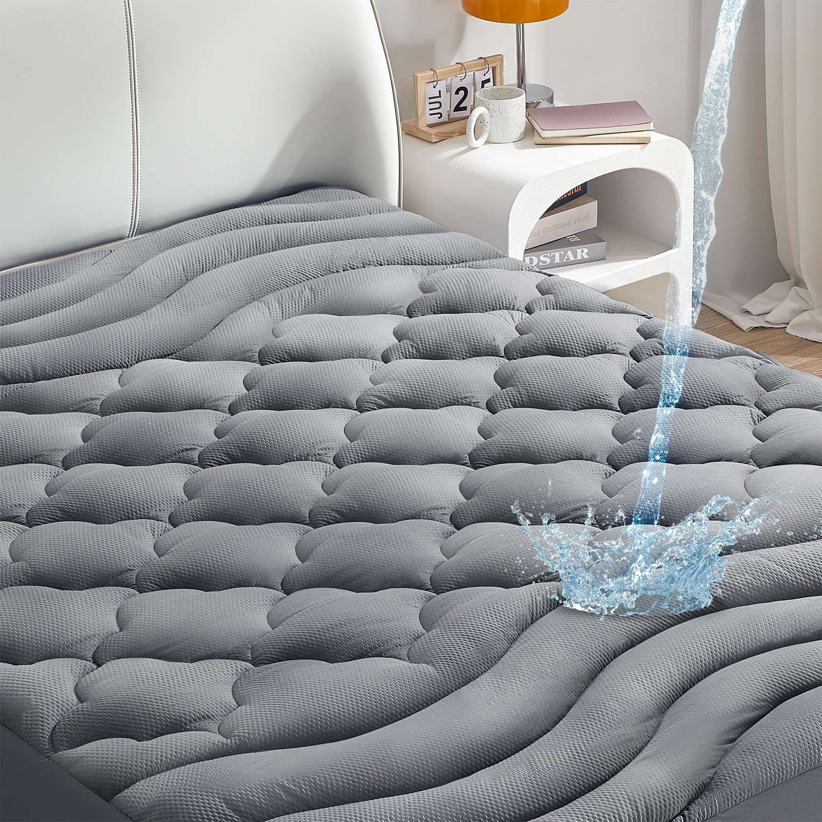 Waterproof Mattress Pad - Cooling Mattress Cover, Soft Quilted Mattress Prote...