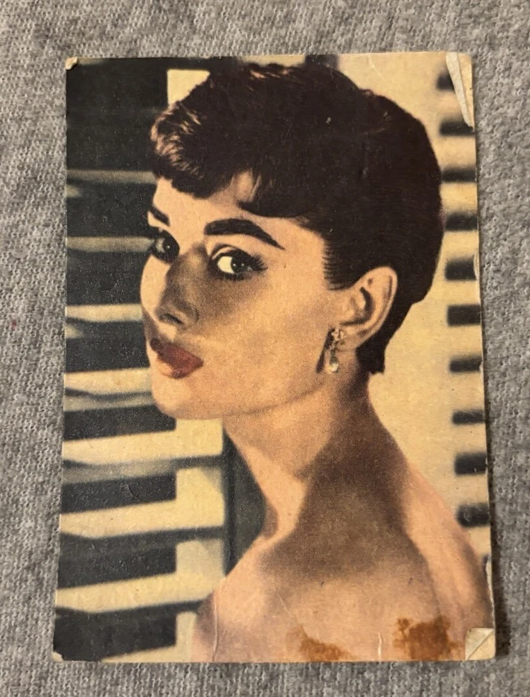 alte Audrey Hepburn Sammelkarte vermutlich aus den 60er Jahren