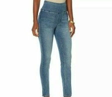 DG2 Diane Gilman Jeans Wide Band Pull on Skinny Stretch Denim Jegging 733923 New
