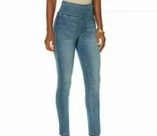 DG2 Diane Gilman Jeans Wide Band Pull on Skinny Stretch Denim Jegging 733923 New