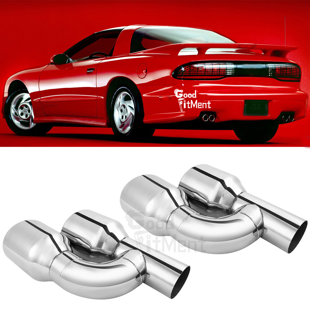 2Pcs Chrome Quad 4" Out Exhaust Tips 2.5" Bevel Slant Cut For Pontiac Firebird