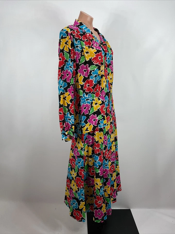 Vestido Liz Claiborne 10/12 Mujer Falda Traje Floral Lápiz Vintage Años 80 90 Foto 4 de 4