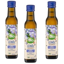 3x 250ml DM Bio Lin, Pressée Froid sans Gluten Lactose, Sans Aromatisantes Huile