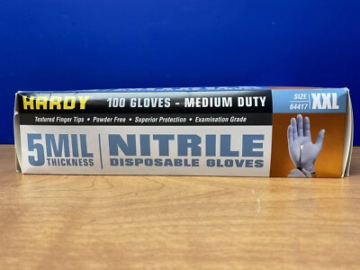 5X HARDY 5MIL THICKNESS NITRILE DISPOSABLE GLOVES, 100 PER BOX, SIZE XXL 