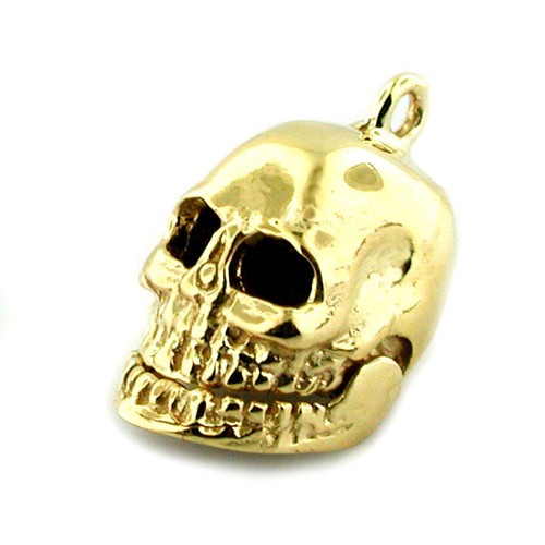 Schädel beweglicher Kiefer 14k Gold Charm