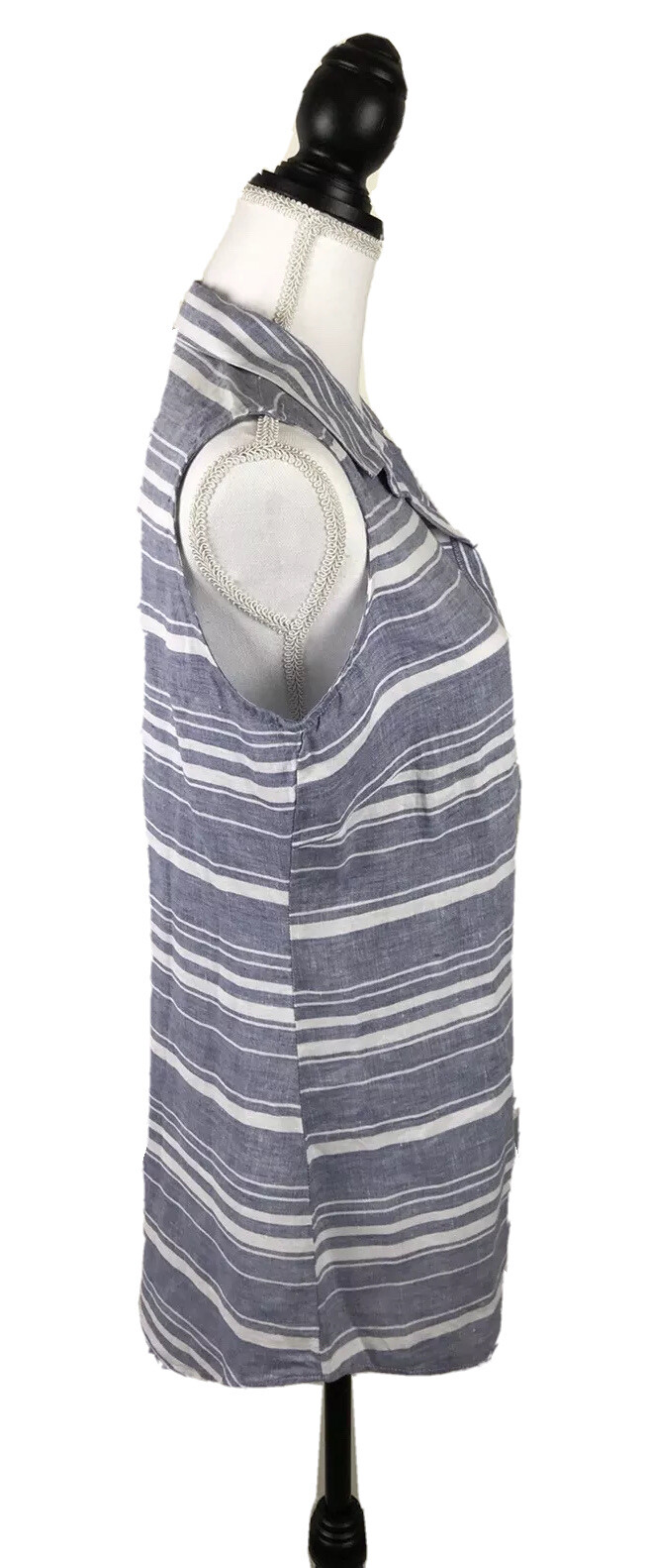 ELLEN TRACY Gray White Button Down Sleeveless Blo… - image 4