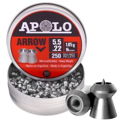 HATSANUSA Spiked Hollowpoint Air Gun Pellets, .22 Caliber, 16grain - 250 Ct - Apolo Arrow