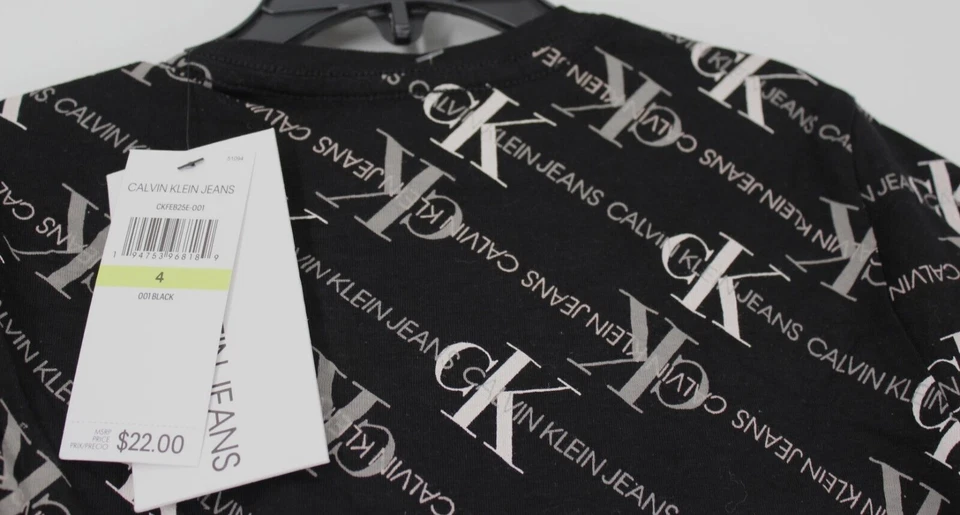 Camiseta negra Calvin Klein Jeans con logotipo blanco para niños talla 4 nueva con etiquetas Foto 4 de 4