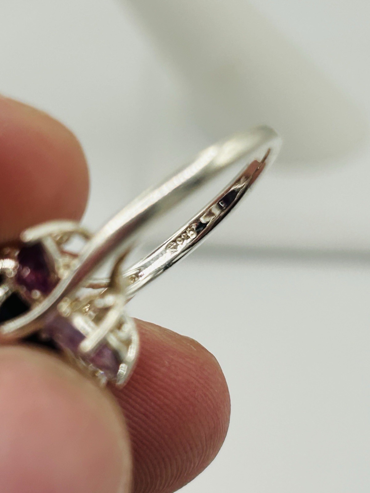 925 Solid Sterling Silver Statement Ring w/ Purpl… - image 5