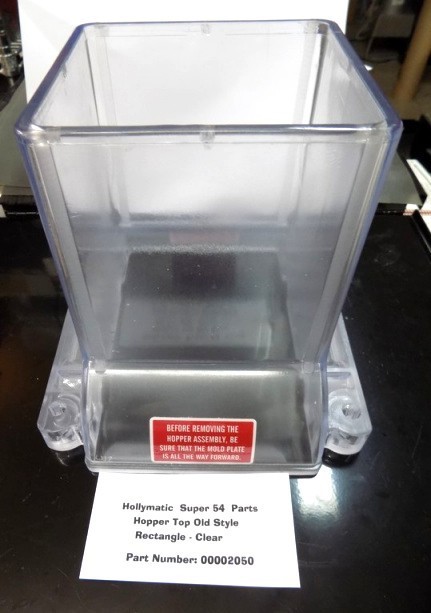 Clear Old Style Hopper Top for Hollymatic Super 54. Replaces 00002050.