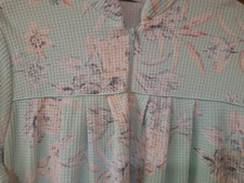 Vintage Miss Elaine Floral Zip-Front Robe Housecoat Waffle Knit Cottagecore