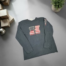 Vintage Tommy Jeans Long Sleeve T-Shirt Navy Blue American Flag 90s Y2K 1157