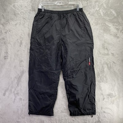 VINTAGE Reebok Pants Mens XL Black Nylon Track Windbreaker Ankle Zip Hem 90s EUC