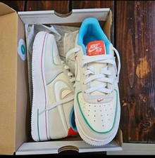 Nike Air Force 1 LV8 2 BG White/Red/Green/Blue Leather Sneaker 6Y