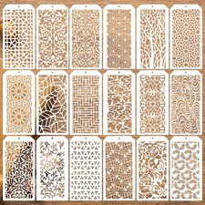 8x4 Inch Texture Stencils for Painting   18pcs Reusable inches, white