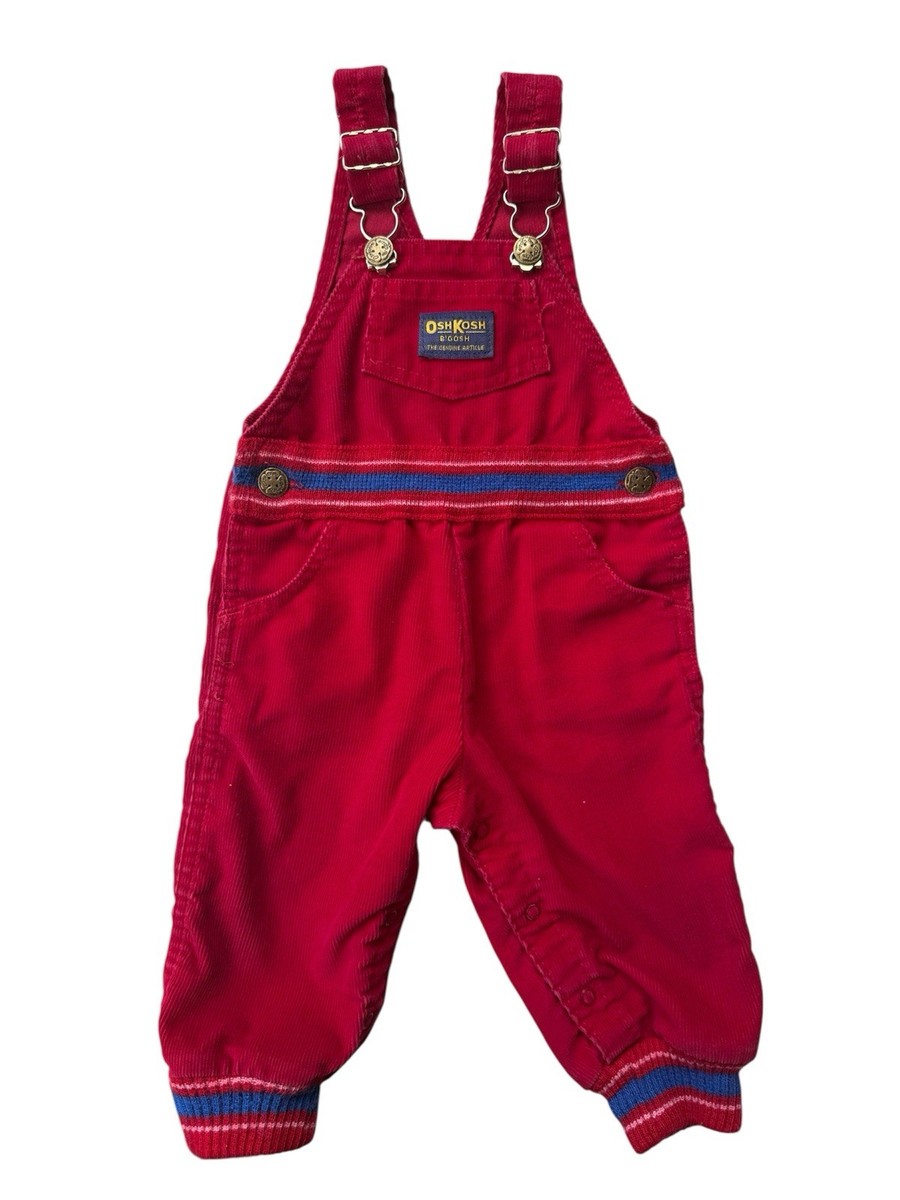 Vintage Baby B'gosh Oshkosh Red Corduroy Overalls Size 18 Months