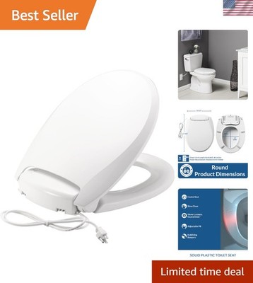 Luxury Heated Toilet Seat with Soft Close and LED Night Light - Round Shape