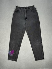 Lee Vintage Black Denim Jeans USA Made 28x28 Heart Patch Repair Mom Fit 12