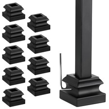 Iron Baluster Shoes 9 PCS Flat With Screw 1/2 Inch Square Wrought Black Stair