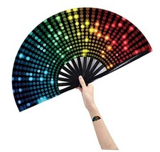 Large Folding Hand Rave Fan Popping Fan for Line Dancing Clacking Dj Lighting