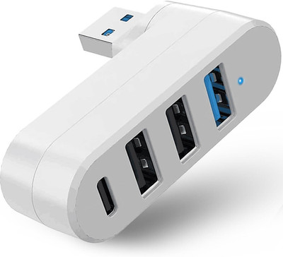 4 Port USB 3.0 Hub Rotatable Splitter W/Usb C Power Port Laptop Car Imac Macbook