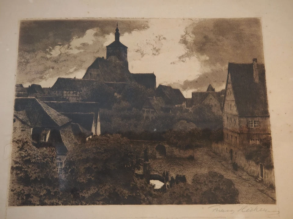 Franz Hecker Original Signiert Radierung um 1900 - Bild 3 von 4