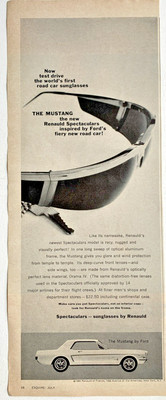 Renauld Spectaculars Sunglasses Vintage 1964 Print Ad 5''x13'' Road Car Sunglasses