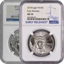1 oz American Platinum Eagle Coin NGC MS70 (Random Year) 2349.90 per troy oz