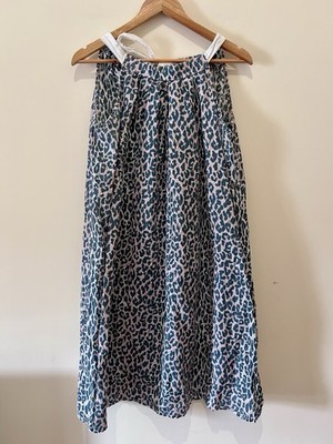 Bellambia Leopardenmuster Leinen gesmokter Stil Minikleid Krawatte Ausschnitt Medium Cover Up