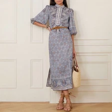 Zimmermann Vitali Dress Size 0 / 8 AU / 4 US Midi Kaftan Paisley Belted