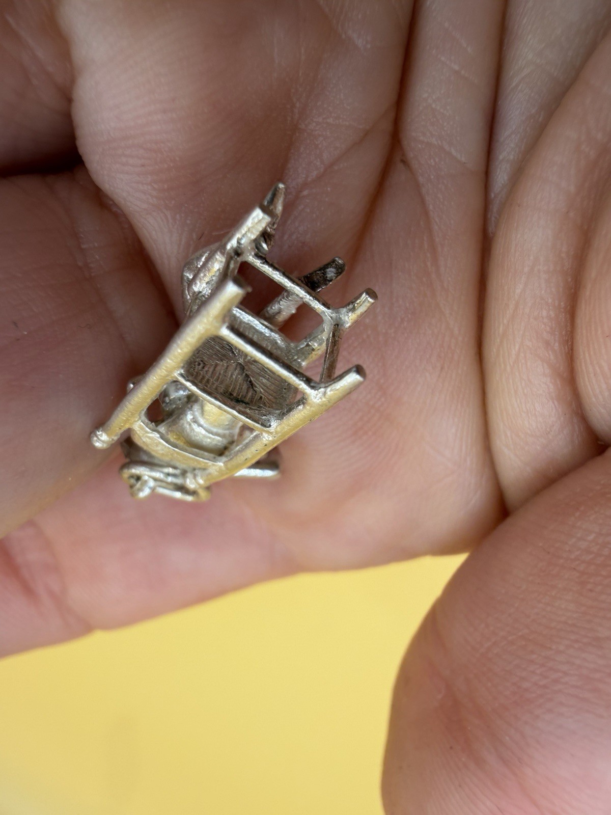 Charm  Pendant Spanish Guitar Man in Chair Sterling Silver #6 image 6