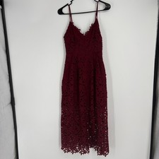 ASTR The Label Burgundy Lace Spaghetti Strap Midi Dress Size Small Whimsygoth