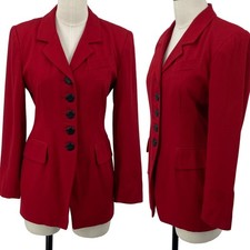Vintage Hugo Buscati Wool Blend Blazer Button Front Single Breasted Red Womens 2